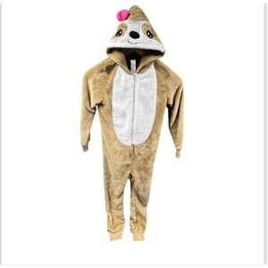 JELLI FISH KIDS Sloth Sleeper Full Zip 3D Hood Footless Fleece PJ's Medium (7/8)